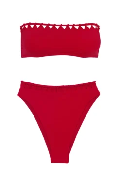Leeza Bandeau Bikini Top -Beachwear Threads 010 752 005 Bikini Top Ambra Red Laydown
