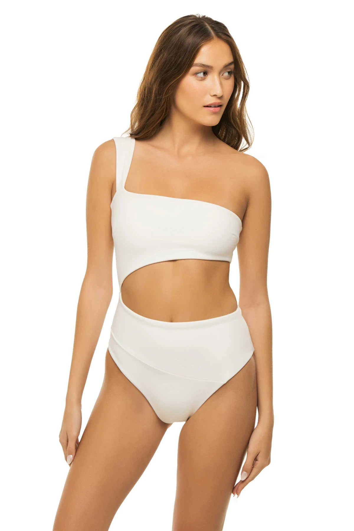 Crepe Asymmetrical One Piece Swimsuit 1 Crepe Asymmetrical One Piece Swimsuit