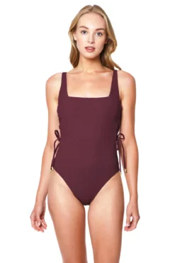 Sanctuary Pucker Over The Shoulder One Piece Swimsuit