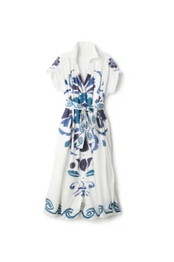 Valerie Kaftan Dress -Beachwear Threads 123D07 Apparel Dress Scrolls Marine Laydown