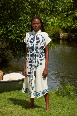 Valerie Kaftan Dress -Beachwear Threads 123D07 Apparel Dress Scrolls Marine Lifestyle1