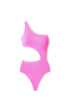 Monaco Cutout Asymmetrical One Piece Swimsuit -Beachwear Threads 1250 One Piece Swimsuit Hot Pink Laydown