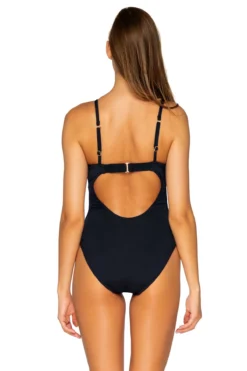 Tidepool Over The Shoulder One Piece Swimsuit 6 Tidepool Over The Shoulder One Piece Swimsuit -Beachwear Threads 129BLCK One Piece Swimsuit Black Back2