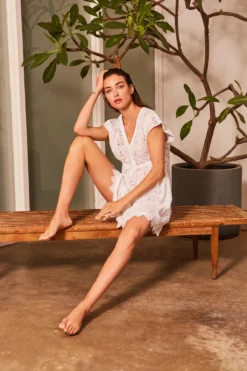 Daisy Eyelet Tunic -Beachwear Threads 235021 Apparel Top White Lifestyle