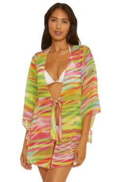 Striped Chiffon Kimono