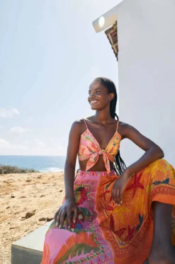 Farm Rio Mixed Scarves Crop Top -Beachwear Threads 302938 Apparel Top Multi Lifestyle