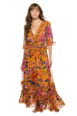 Farm Rio Floral Dream Ruffle Maxi Dress