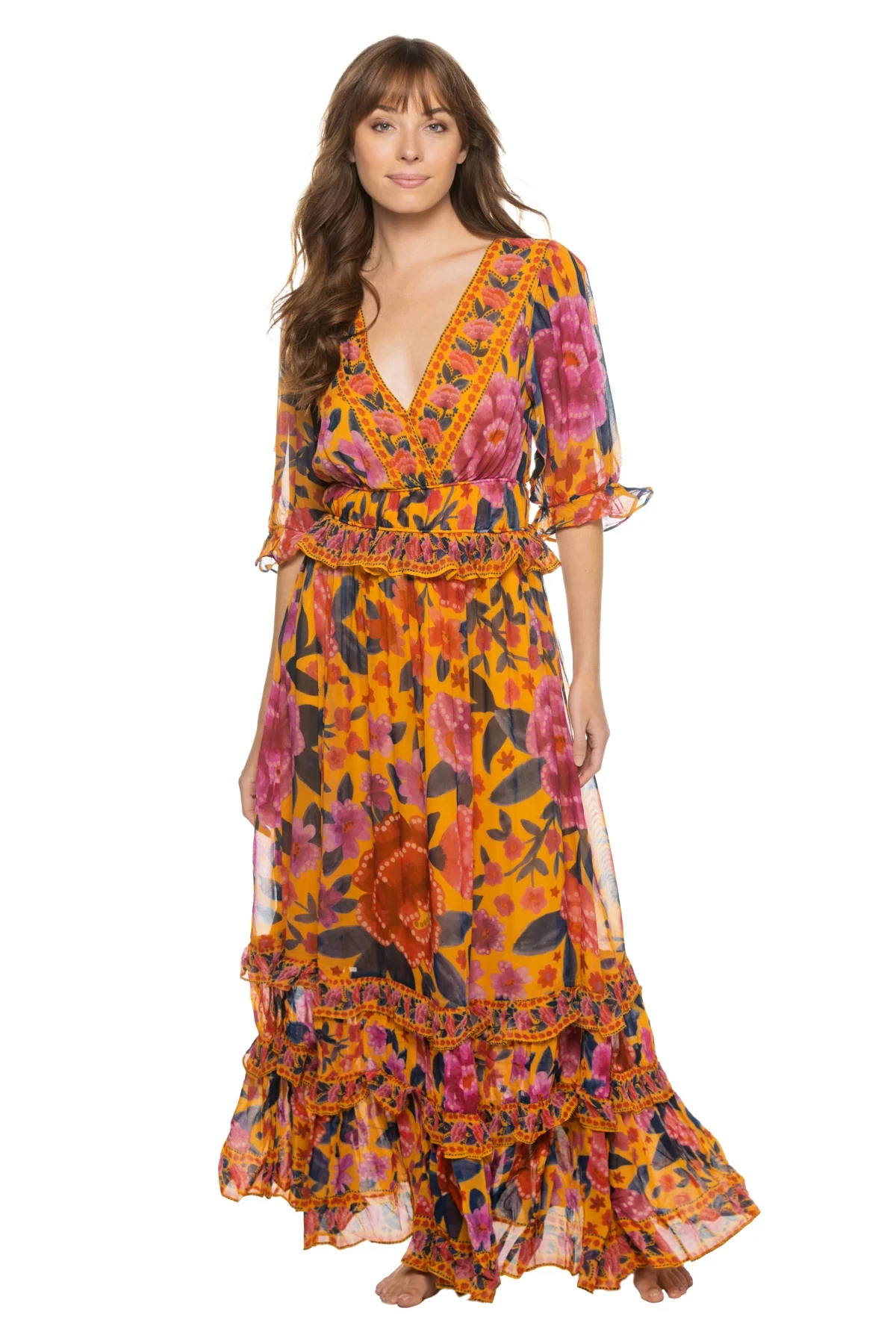Farm Rio Floral Dream Ruffle Maxi Dress 1 Farm Rio Floral Dream Ruffle Maxi Dress