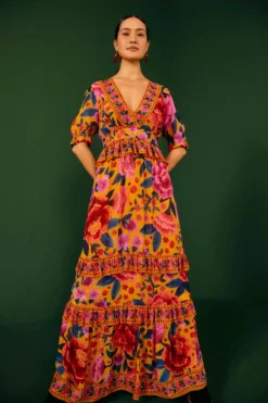 Farm Rio Floral Dream Ruffle Maxi Dress 6 Farm Rio Floral Dream Ruffle Maxi Dress -Beachwear Threads 304571 Apparel Dress Multi Lifestyle