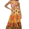 Farm Rio Mixed Warm Floral Maxi Dress
