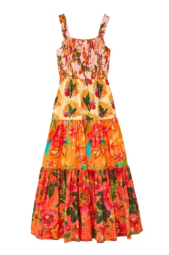 Farm Rio Mixed Warm Floral Maxi Dress -Beachwear Threads 306170 Apparel Dress Mixed Warm Laydown