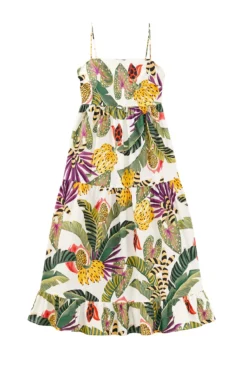 Farm Rio Striped Forest Maxi Dress 7 Farm Rio Striped Forest Maxi Dress -Beachwear Threads 306204 Apparel Dress Striped Forest Off White Laydown