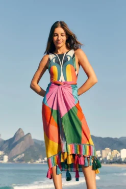 Farm Rio Macaw Stripes Sarong -Beachwear Threads 307131 Apparel Bottom Macaw Stripes Lifestyle