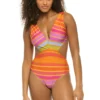 Farm Rio Shiny Stripes One Piece Swimsuit