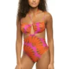 Farm Rio Copacabana Pink Cutout One Piece Swimsuit