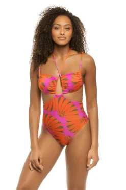 Farm Rio Copacabana Pink Cutout One Piece Swimsuit