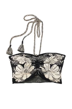 Farm Rio Macaw Elegance Halter Crop Top 7 Farm Rio Macaw Elegance Halter Crop Top -Beachwear Threads 311567 Apparel Top Macaw Elegance Black Laydown