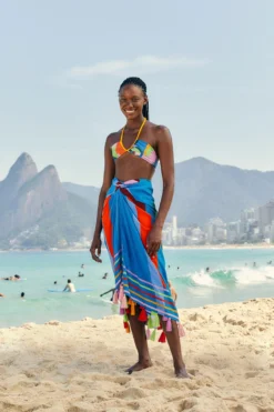 Farm Rio Araraquara Blue Sarong -Beachwear Threads 311718 Apparel Bottom Araraquara Blue Lifestyle