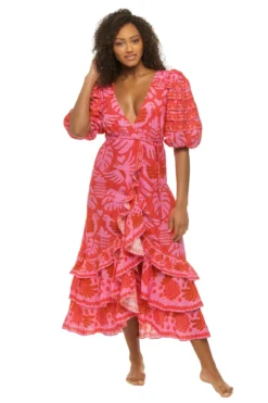 Farm Rio Jungle Scarf Wrap Midi Dress