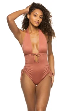 Brena Plunge Halter One Piece Swimsuit