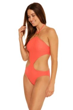 High Neck Monokini One Piece Swimsuit 6 High Neck Monokini One Piece Swimsuit -Beachwear Threads 3201035 One Piece Swimsuit Papaya Side
