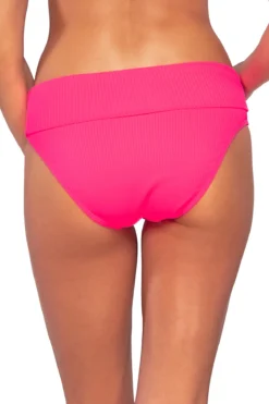 Hannah High Waist Bikini Bottom -Beachwear Threads 33BNEOPI Bikini Bottom Neon Pink Back2