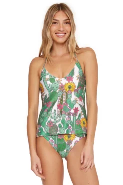Cacti Halter Tankini Top