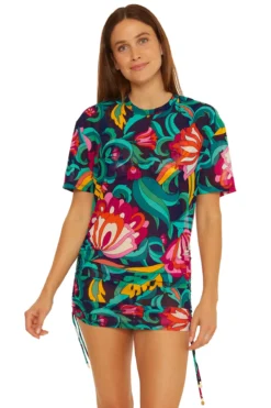 India Garden Mesh Cinch Shirt Dress