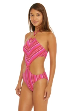Marai High Neck Monokini One Piece Swimsuit 6 Marai High Neck Monokini One Piece Swimsuit -Beachwear Threads 3741035 One Piece Swimsuit Multi Side