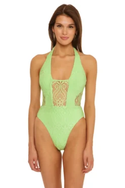 Maillot Halter Plunge One Piece Swimsuit