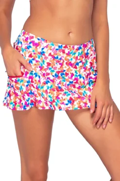 Sporty Swim Skirt -Beachwear Threads 40BCONFE Bikini Bottom Confetti Side