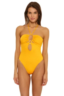 Multi-Way Maillot One Piece Swimsuit -Beachwear Threads 4711134 One Piece Swimsuit Honey Mustard Front4