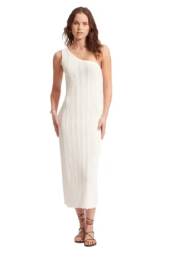 Seafolly Crochet Knit Asymmetrical Midi Dress