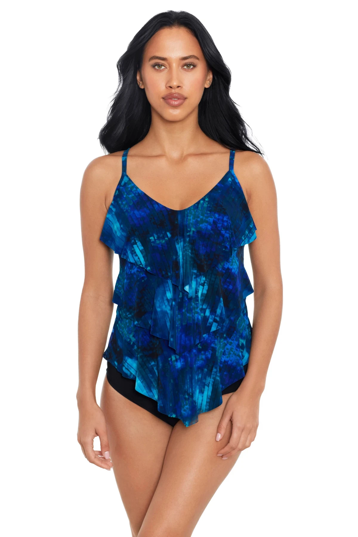Hazy Daze Rita Ruffle Over The Shoulder Tankini Top 1 Hazy Daze Rita Ruffle Over The Shoulder Tankini Top