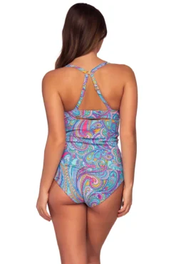 Serena Tankini Top (E-H Cup) -Beachwear Threads 709TEFGPAIPO Tankini Top Paisley Pop Back2