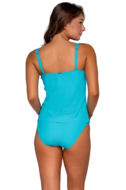 Taylor Molded Underwire Bra Tankini Top (E-H Cup) 5 Taylor Molded Underwire Bra Tankini Top (E-H Cup) -Beachwear Threads 75TEFGBLUBL Tankini Top Blue Bliss Back