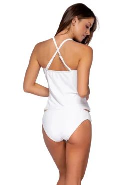 Simone Convertible Strap Tankini Top -Beachwear Threads 81TWHILI Tankini Top White Lily Back1