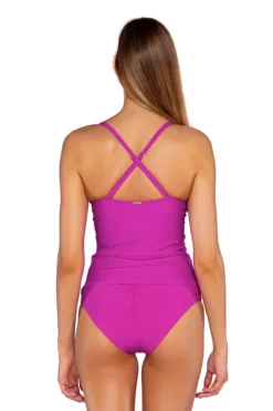 Simone Over The Shoulder Tankini Top -Beachwear Threads 81TWILOR Tankini Top Wild Orchid Back2