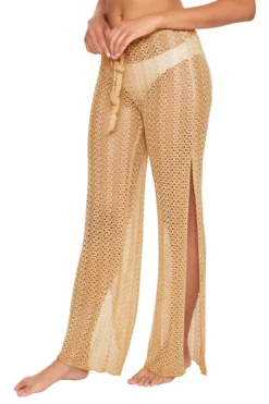 Crochet Metallic Pants -Beachwear Threads 8650371 Apparel Bottom Gold Side1