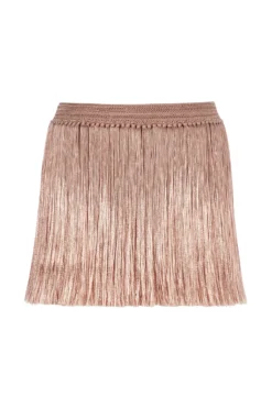 Angelica Fringe Mini Skirt -Beachwear Threads ANGELICA FRINGE SKIRT Apparel Bottom Pearl Blush Laydown