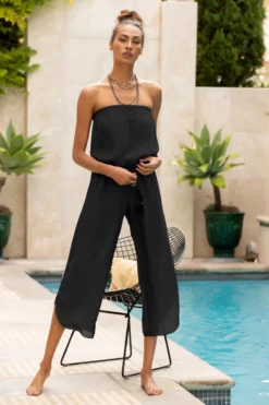 Cropped Bandeau Jumpsuit -Beachwear Threads BEC BLACK BL Jumpsuits Lifestyle 103449