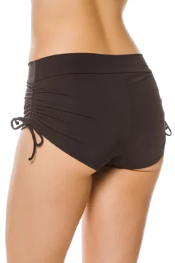 Adjustable Side Boyshort Bikini Bottom -Beachwear Threads BLR BLACK BL Bottoms Side 92833