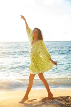 Kiki Mini Dress 5 Kiki Mini Dress -Beachwear Threads CSSU22009 Apparel Dress Lime Lifestyle