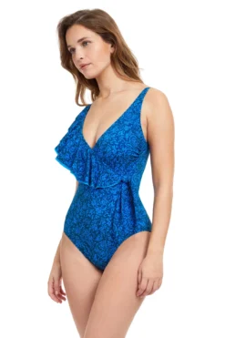 Mehndi One Piece Swimsuit -Beachwear Threads E2311 2132 One Piece Swimsuit Petrol Side