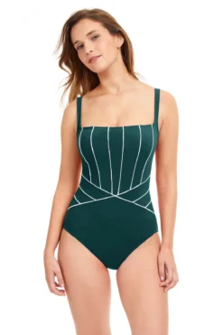 Line Up Square Neck One Piece Swimsuit
