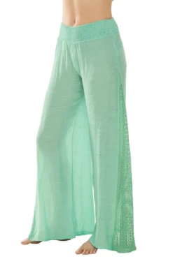 ELAN Crochet Smocked Pants -Beachwear Threads EBW CR2191 Apparel Bottom Emerald Side