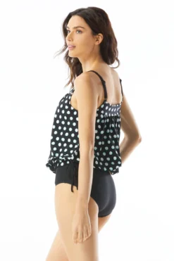 Audrey Blouson Tankini 5 Audrey Blouson Tankini -Beachwear Threads H16529 Tankini Top Black Side