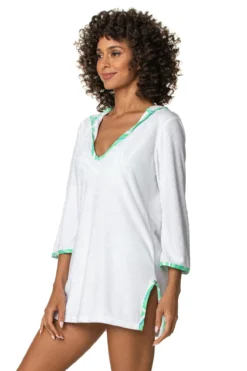 Hooded Terry Tunic -Beachwear Threads HJ25 0706HAP Apparel Top White Side