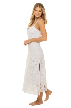 Blake Crochet Midi Dress 5 Blake Crochet Midi Dress -Beachwear Threads HS23 CCL805 Apparel Dress Pure White Side