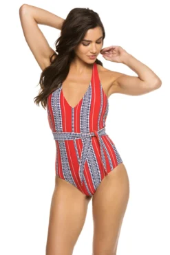 Luchia Plunge Halter One Piece Swimsuit